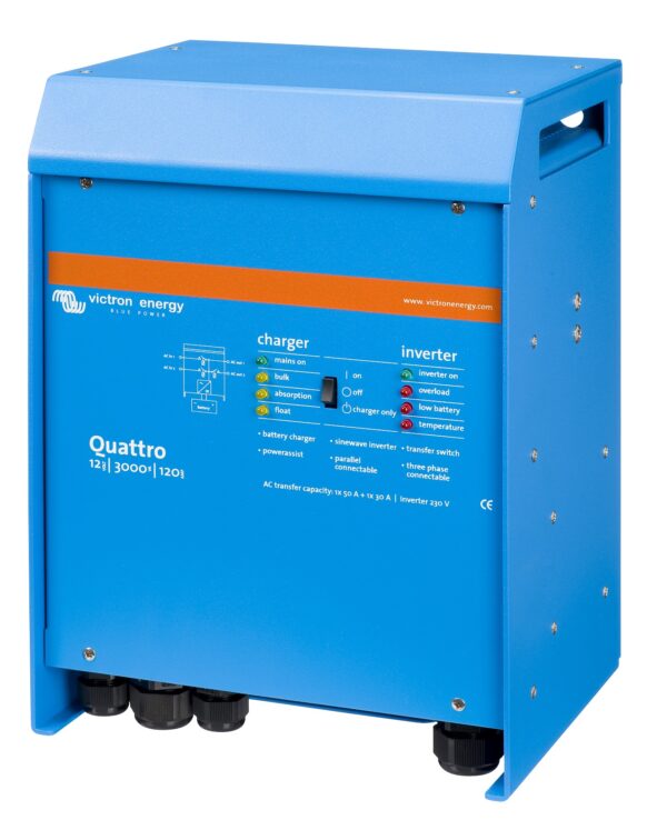 Inverter Victron Energy Quattro 12/3000/120-50/50 Caricabatterie switch rete sinusoidale pura - immagine 2