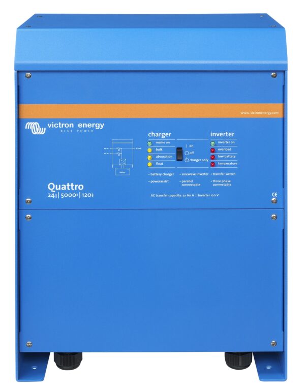 Inverter Victron Energy Quattro 24/5000/120-100/100 Caricabatterie switch rete sinusoidale pura