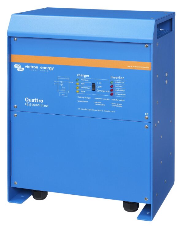 Inverter Victron Energy Quattro 24/5000/120-100/100 Caricabatterie switch rete sinusoidale pura - immagine 3