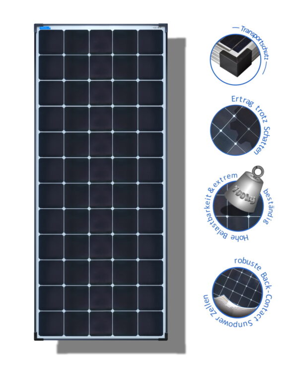 Modulo solare Pannello solare Sunpower 220 Wp - per l'immissione in rete - centrale elettrica da balcone